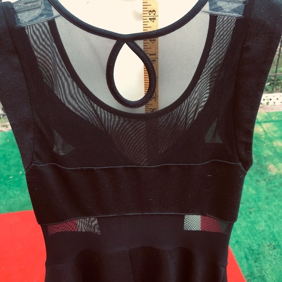 BLACK mini sleeveless style dress with Mesh accents never worn - Picture 4 of 8